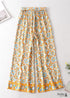 Boho Pants - Palazzo Pants in Floral in Indian Paisley Blue For Women